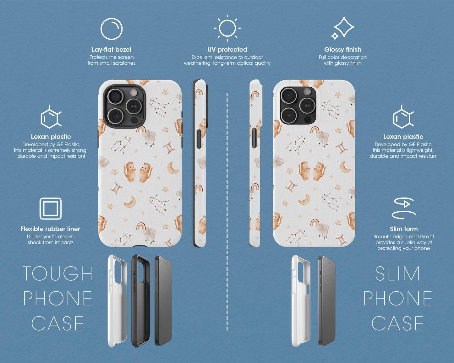 Gemini Zodiac sign watercolor baby pattern iPhone case