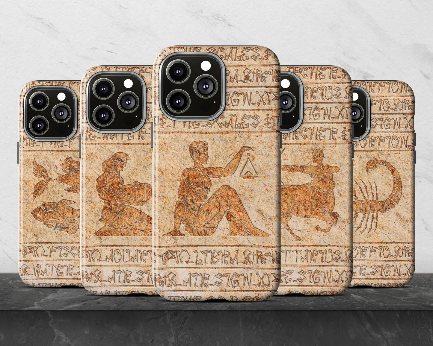 Sagittarius Zodiac ancient hieroglyphics on stone iPhone case