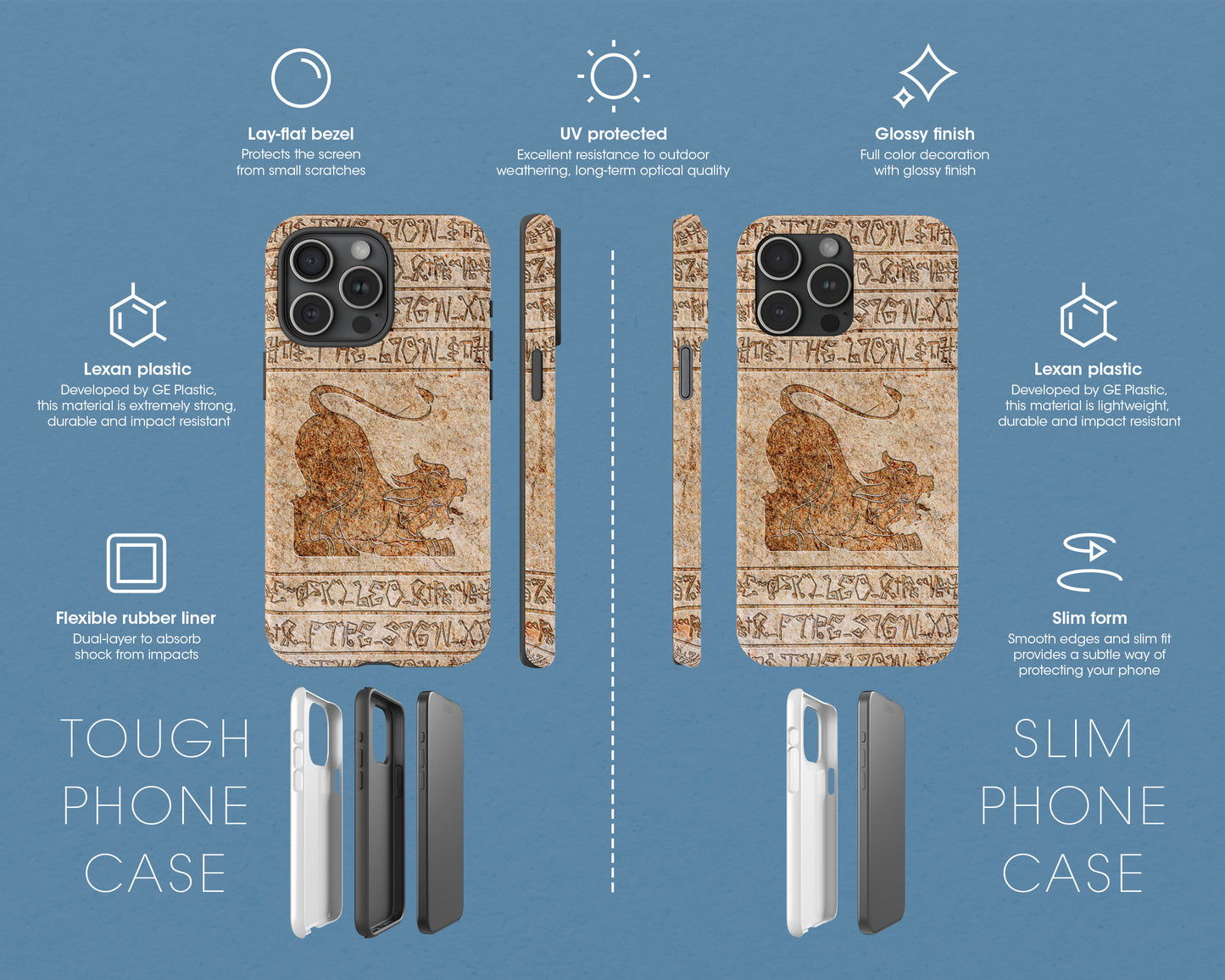 Leo Zodiac ancient hieroglyphics on stone iPhone case