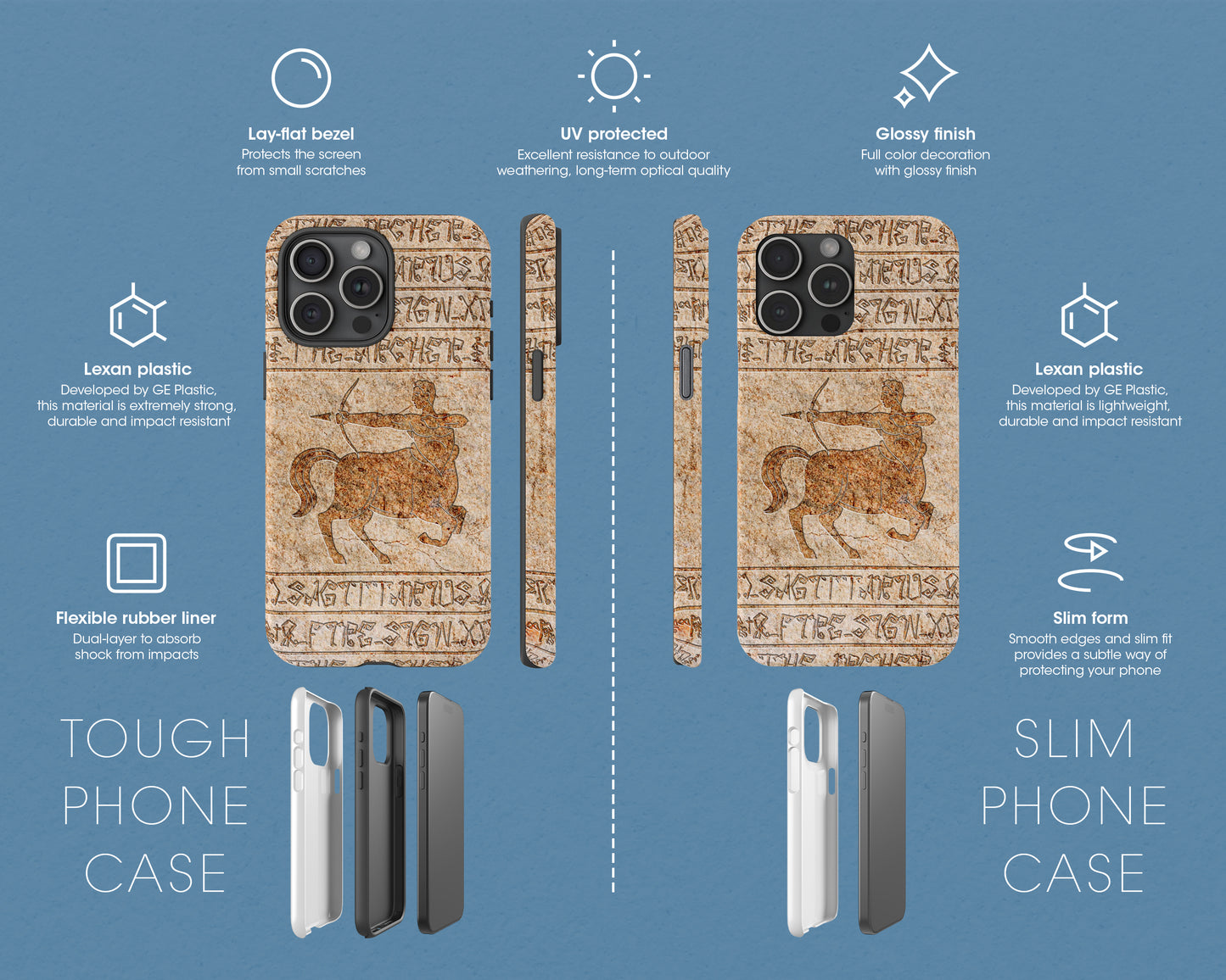 Sagittarius Zodiac ancient hieroglyphics on stone iPhone case