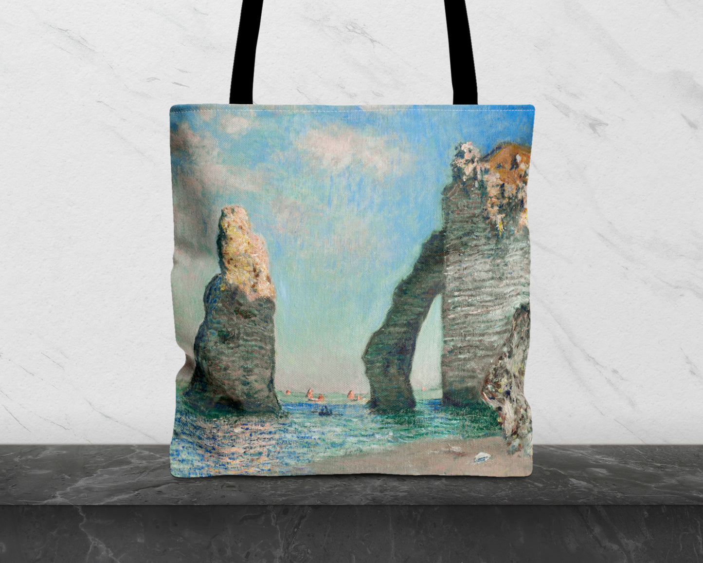 Claude Monet - Cliffs at Étretat tote bag