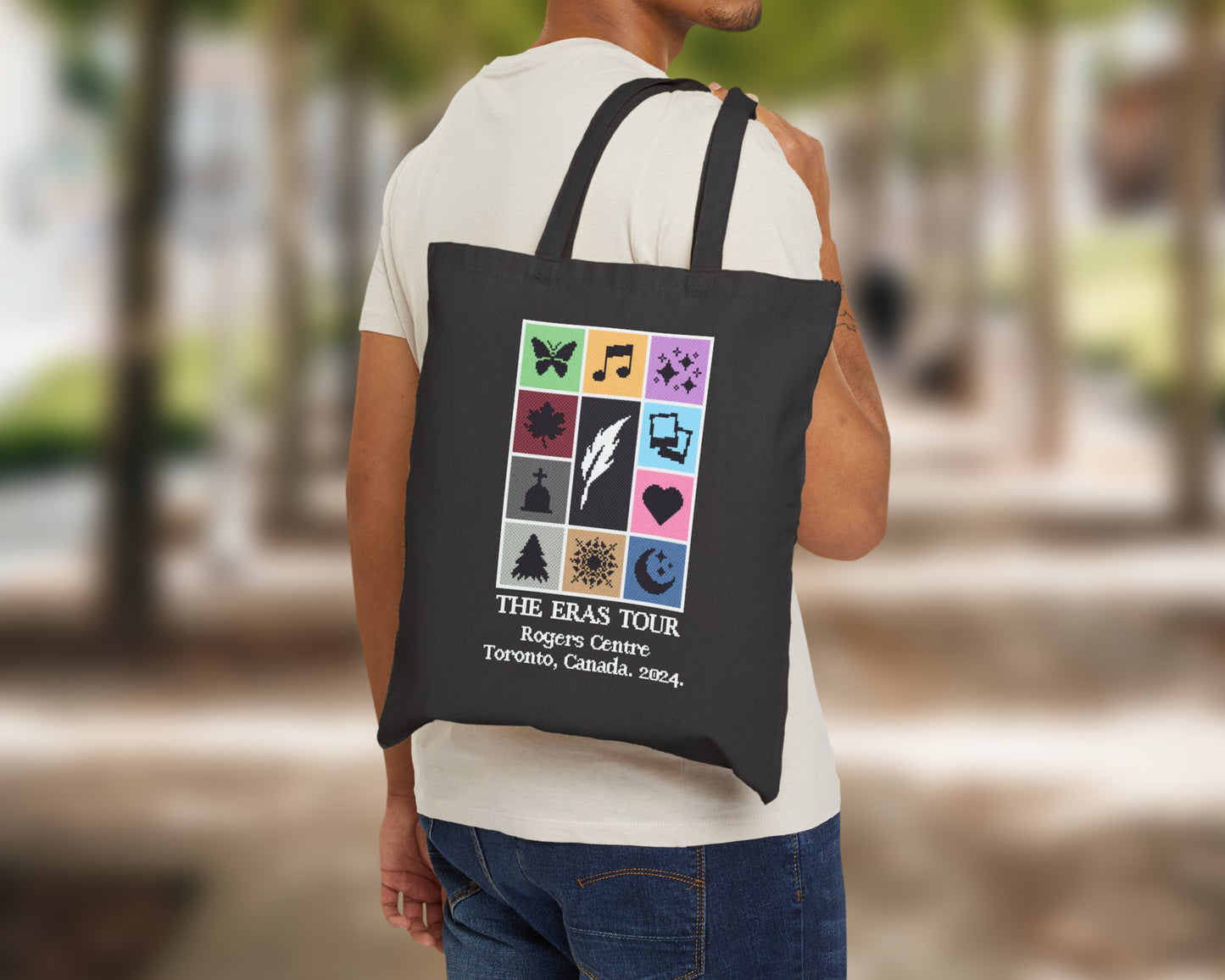 The Eras Tour pixel art style cotton canvas tote bag