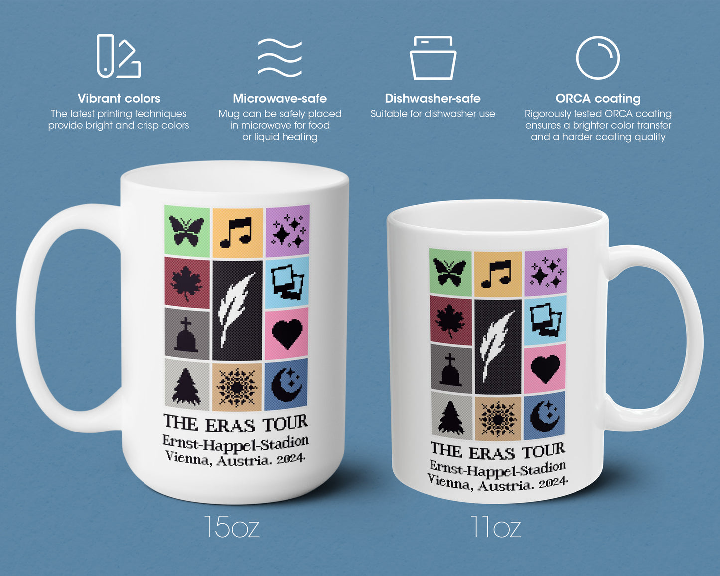 The Eras Tour pixel art style ceramic mug