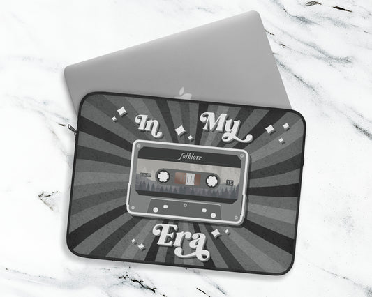 In my Folklore era vintage cassette tape laptop sleeve