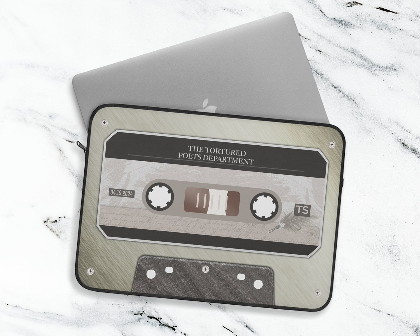 Tortured Poets era cassette tape laptop sleeve