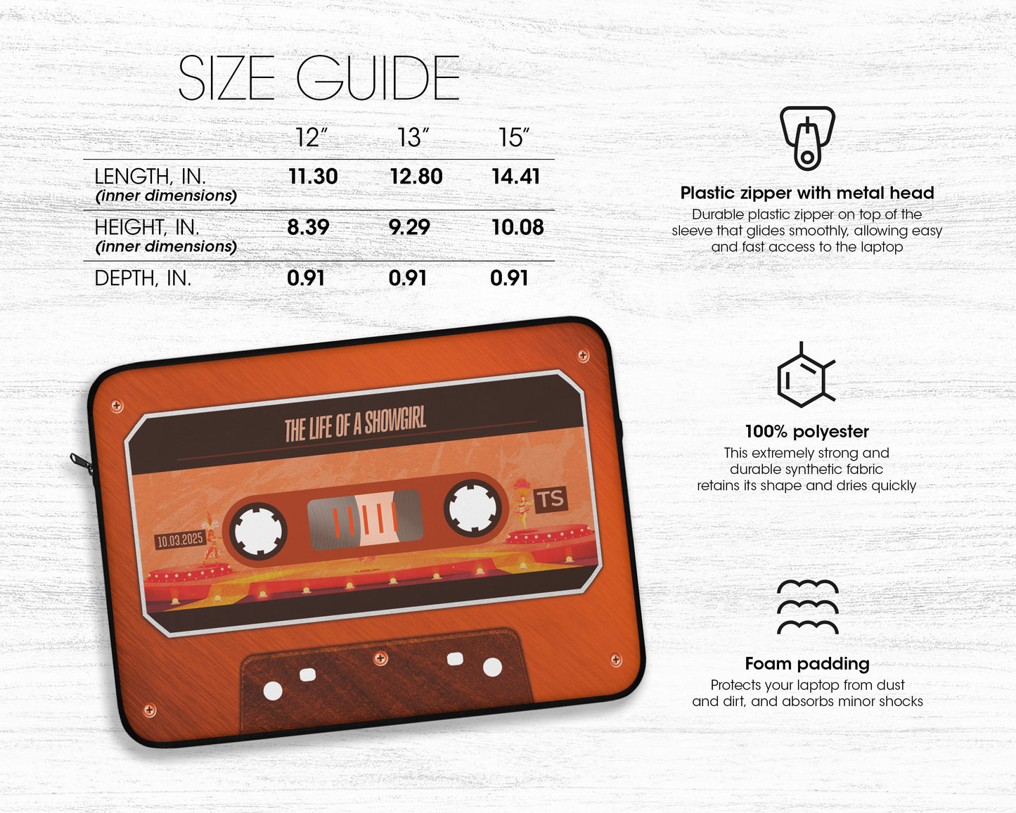 Life of Showgirl era cassette tape laptop sleeve