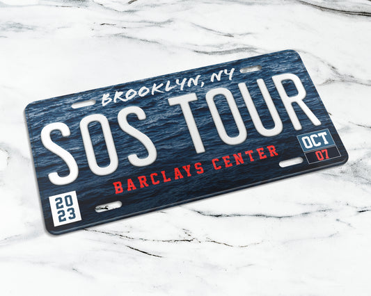 SOS Tour license plate