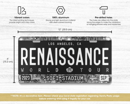 Renaissance World Tour license plate