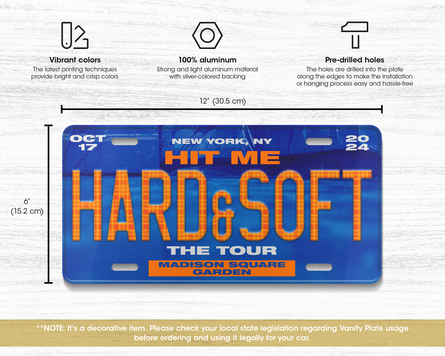 Hit Me Hard and Soft: The Tour license plate