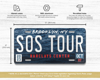 SOS Tour license plate