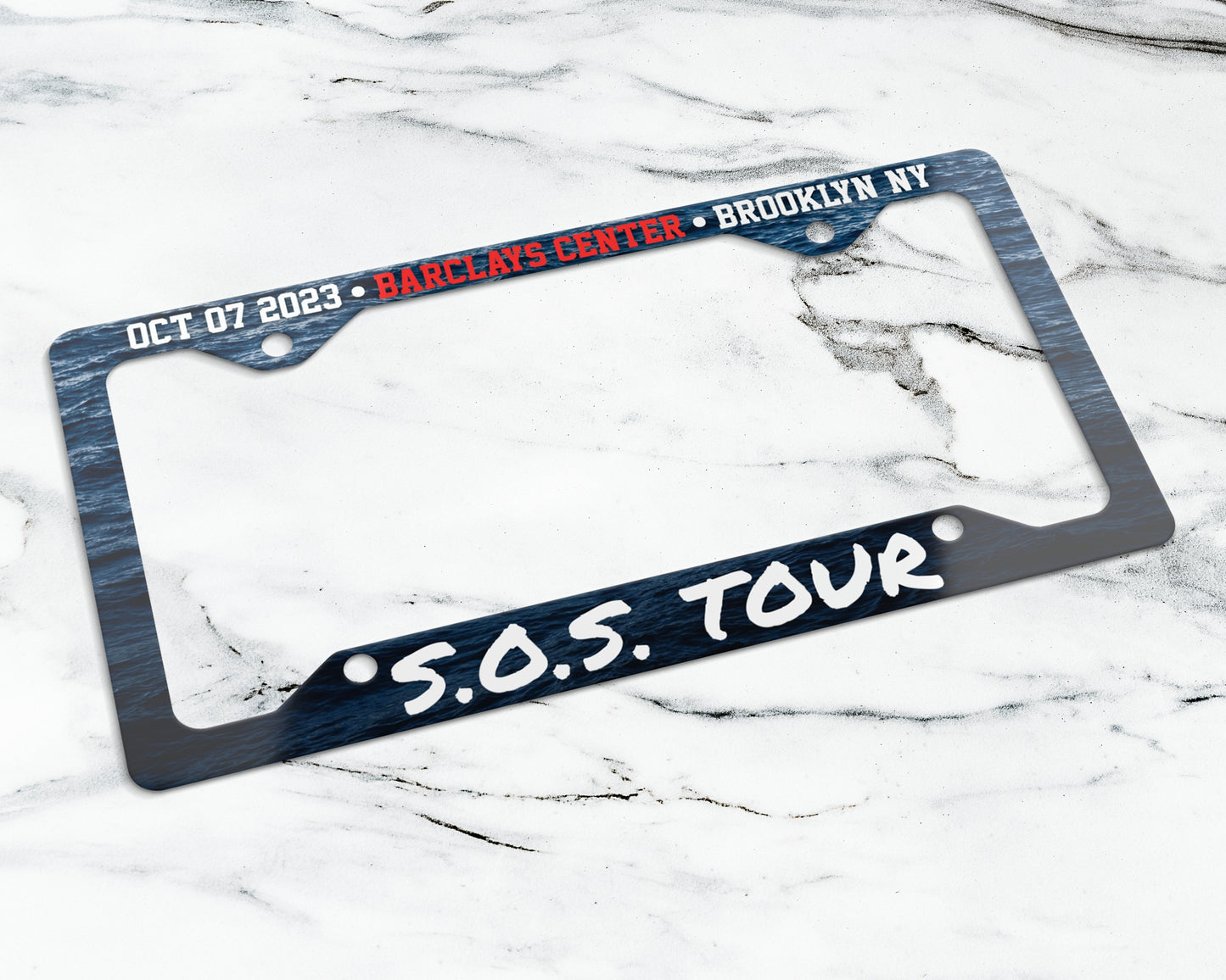 SOS Tour license plate frame