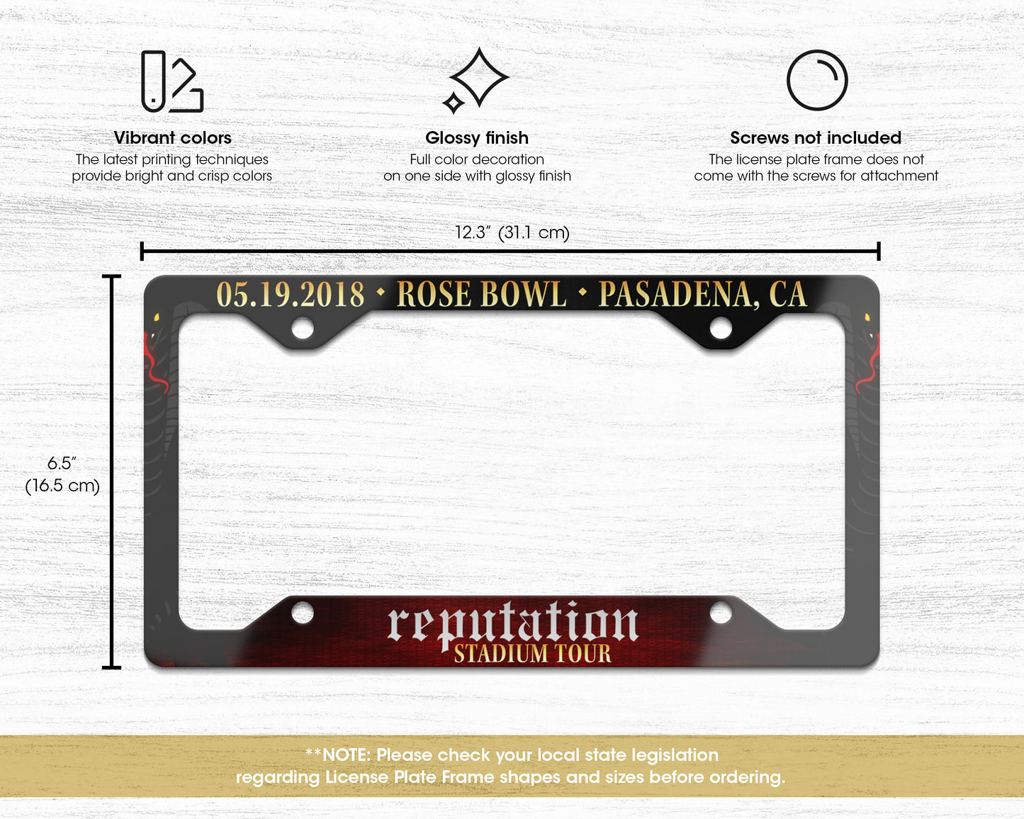Reputation Stadium Tour license plate frame