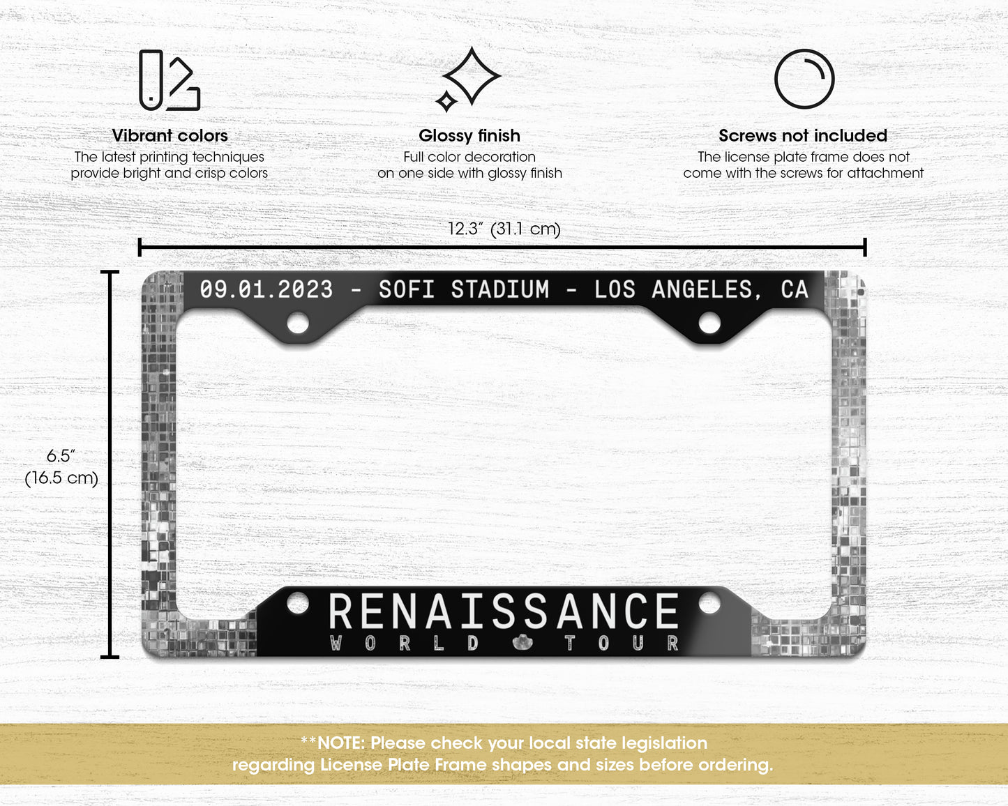 Renaissance World Tour license plate frame