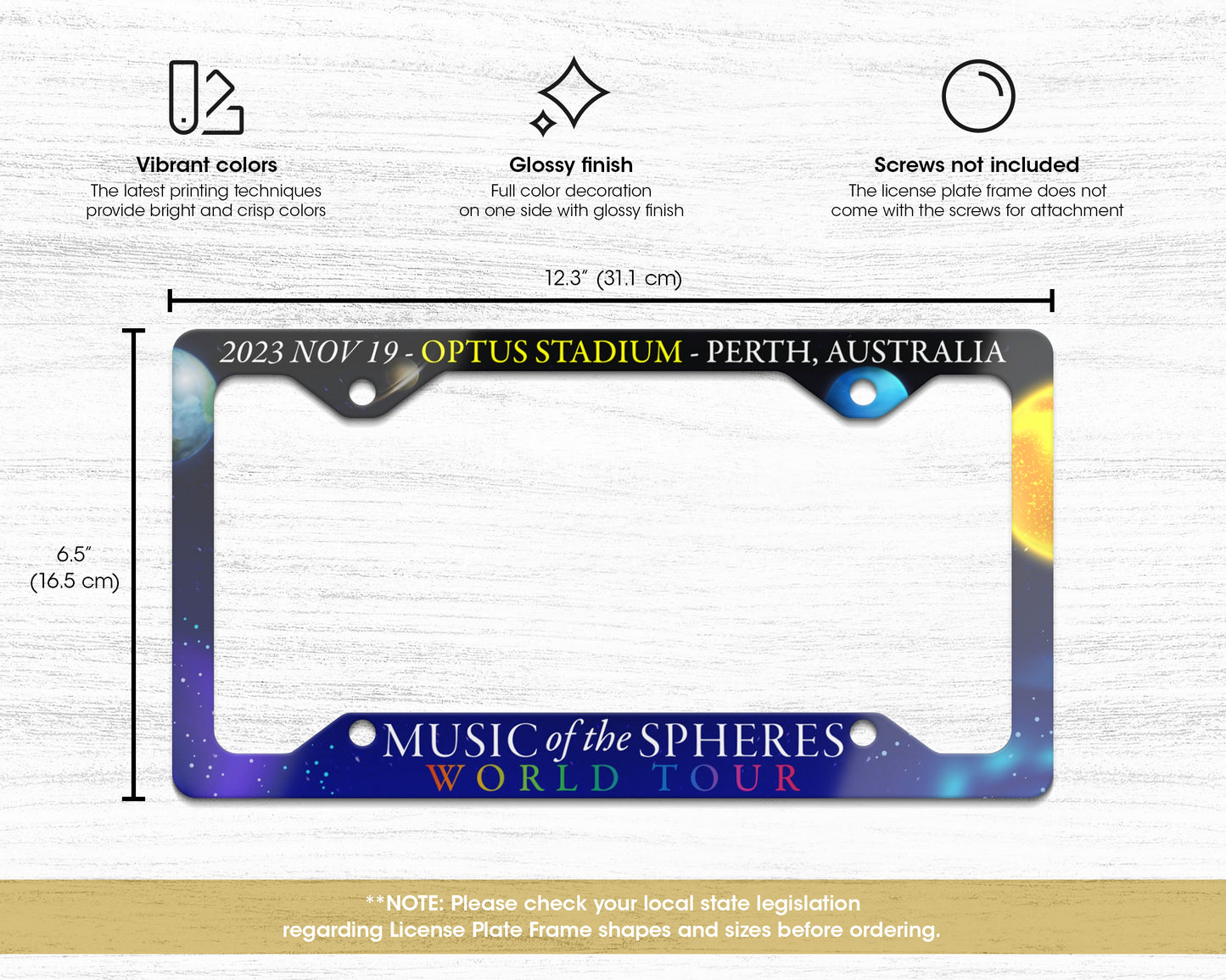 Music of the Spheres World Tour license plate frame