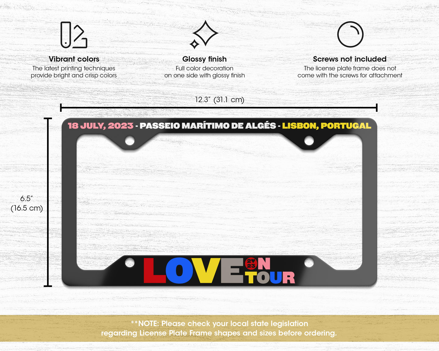 Love on Tour license plate frame