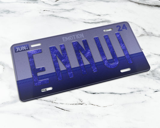 Ennui emotion license plate