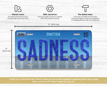 Sadness emotion license plate