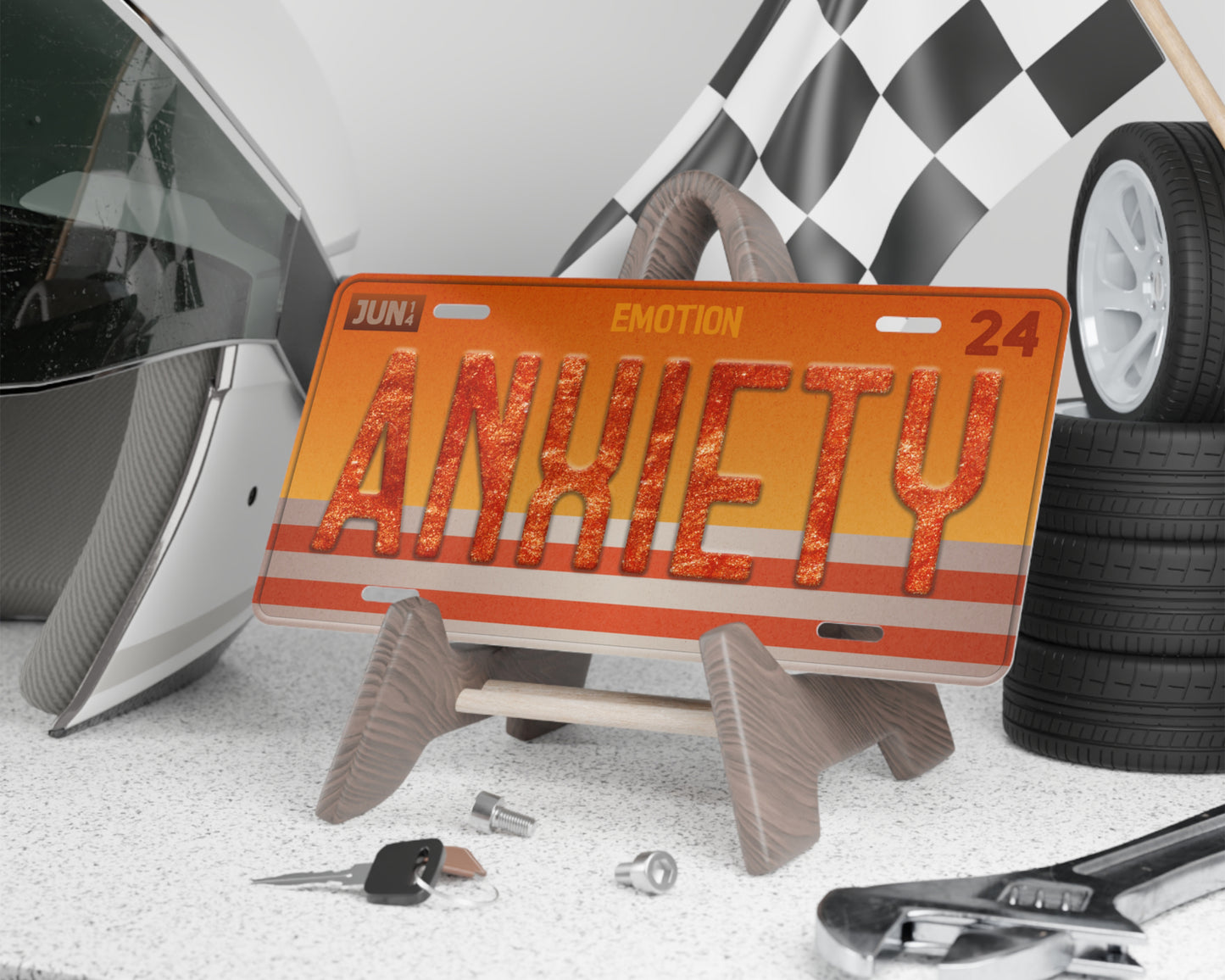 Anxiety emotion license plate