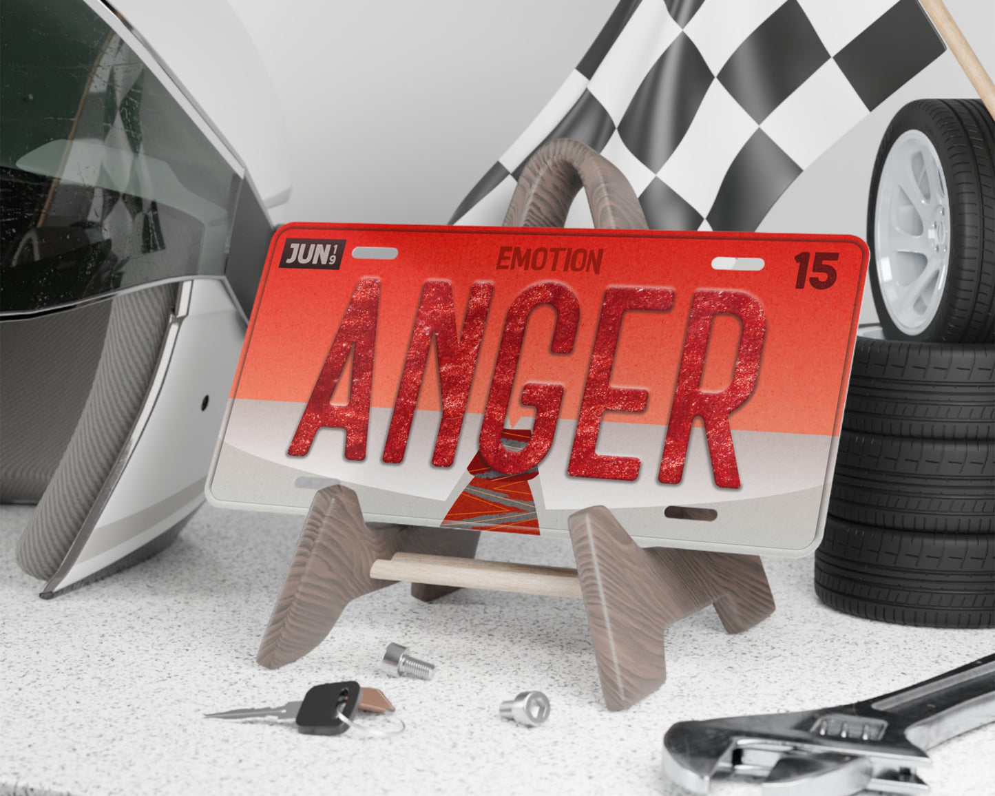 Anger emotion license plate