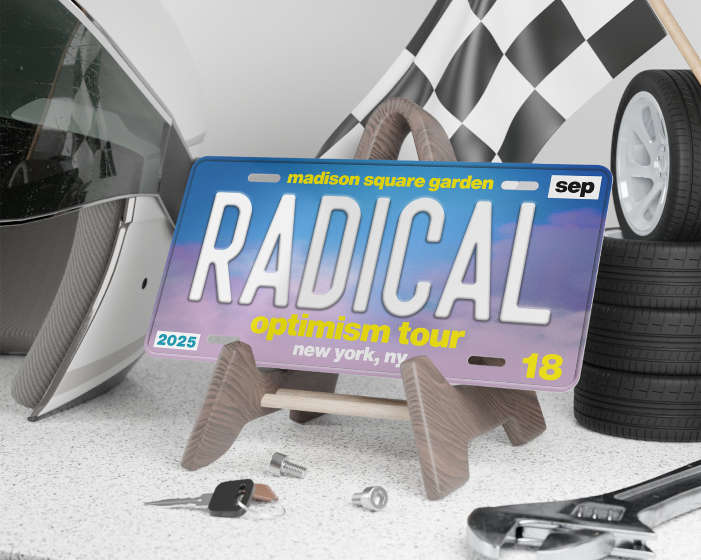 Radical Optimism Tour license plate