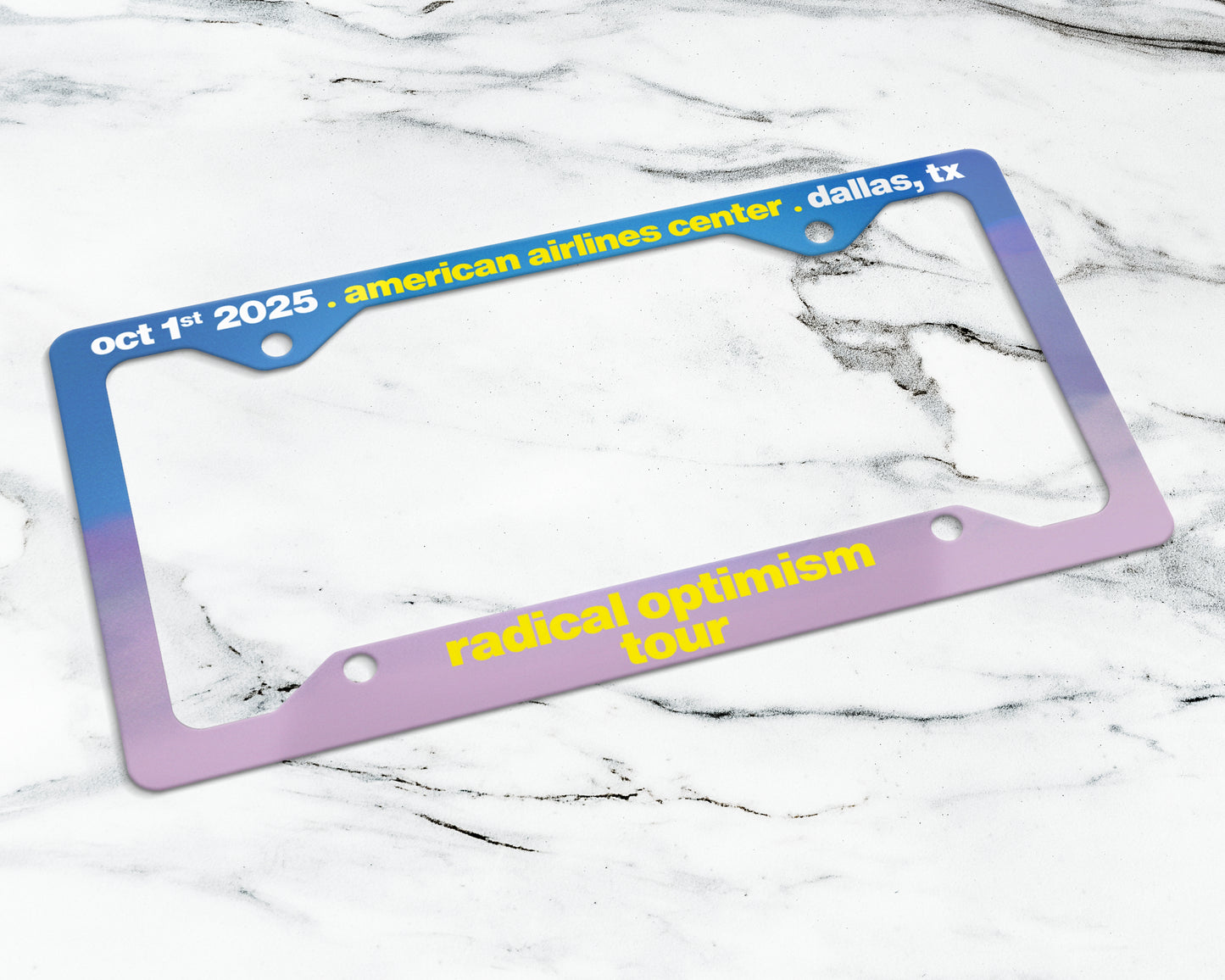 Radical Optimism Tour license plate frame