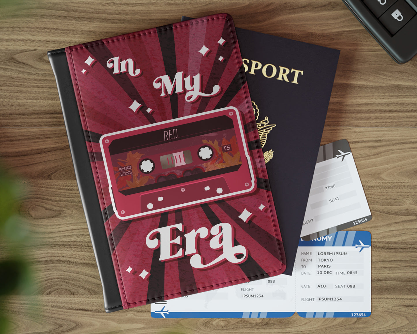 In my Red era vintage cassette tape passport cover