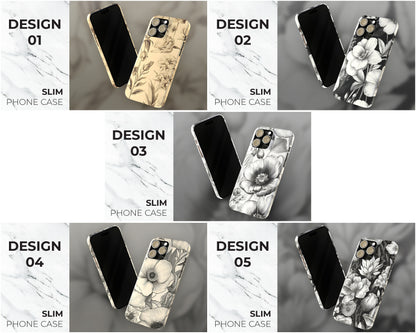 Vintage floral sketches iPhone case