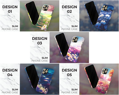 Flower fields in anime style iPhone case