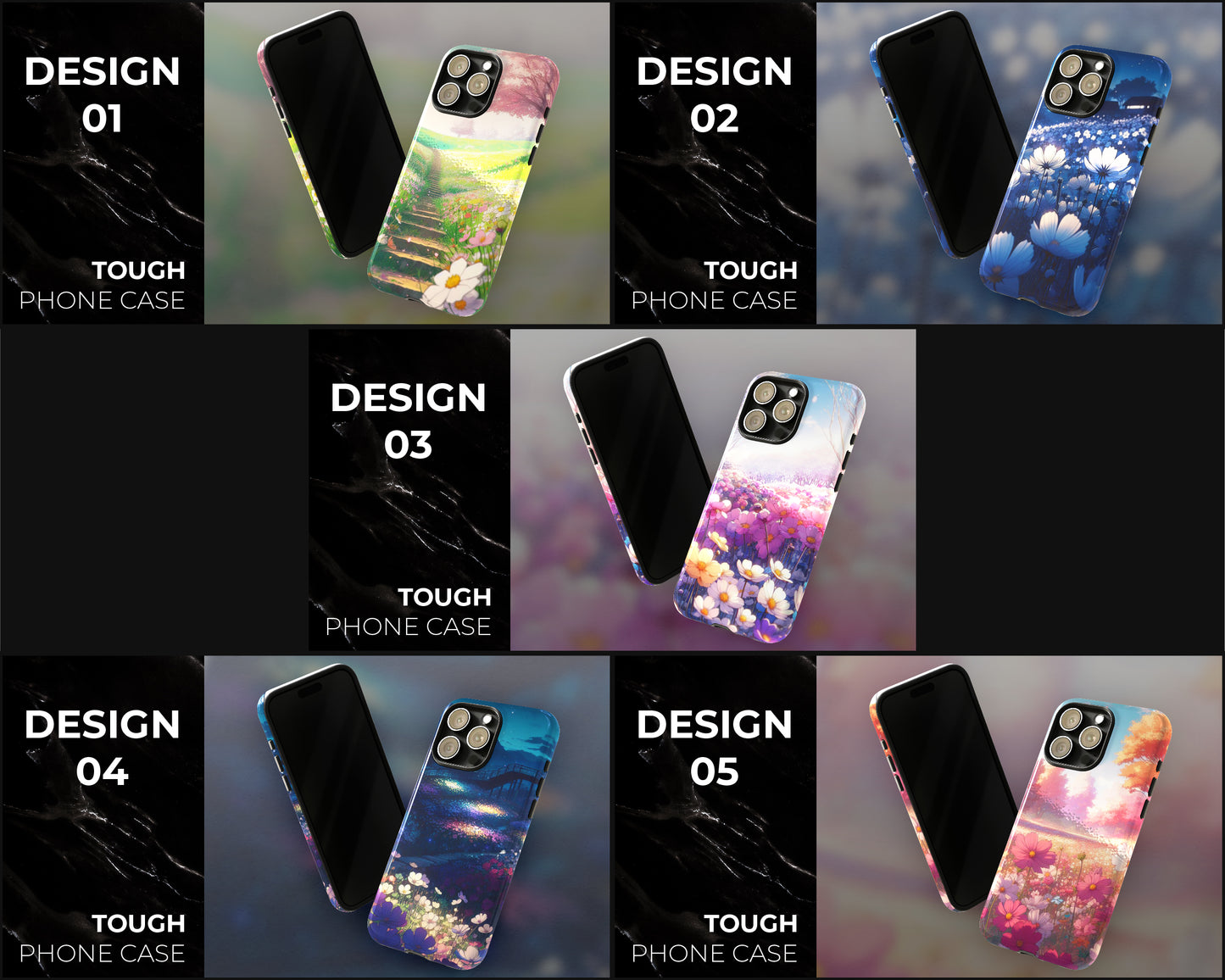 Flower fields in anime style iPhone case