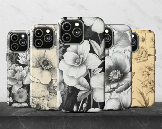 Vintage floral sketches iPhone case