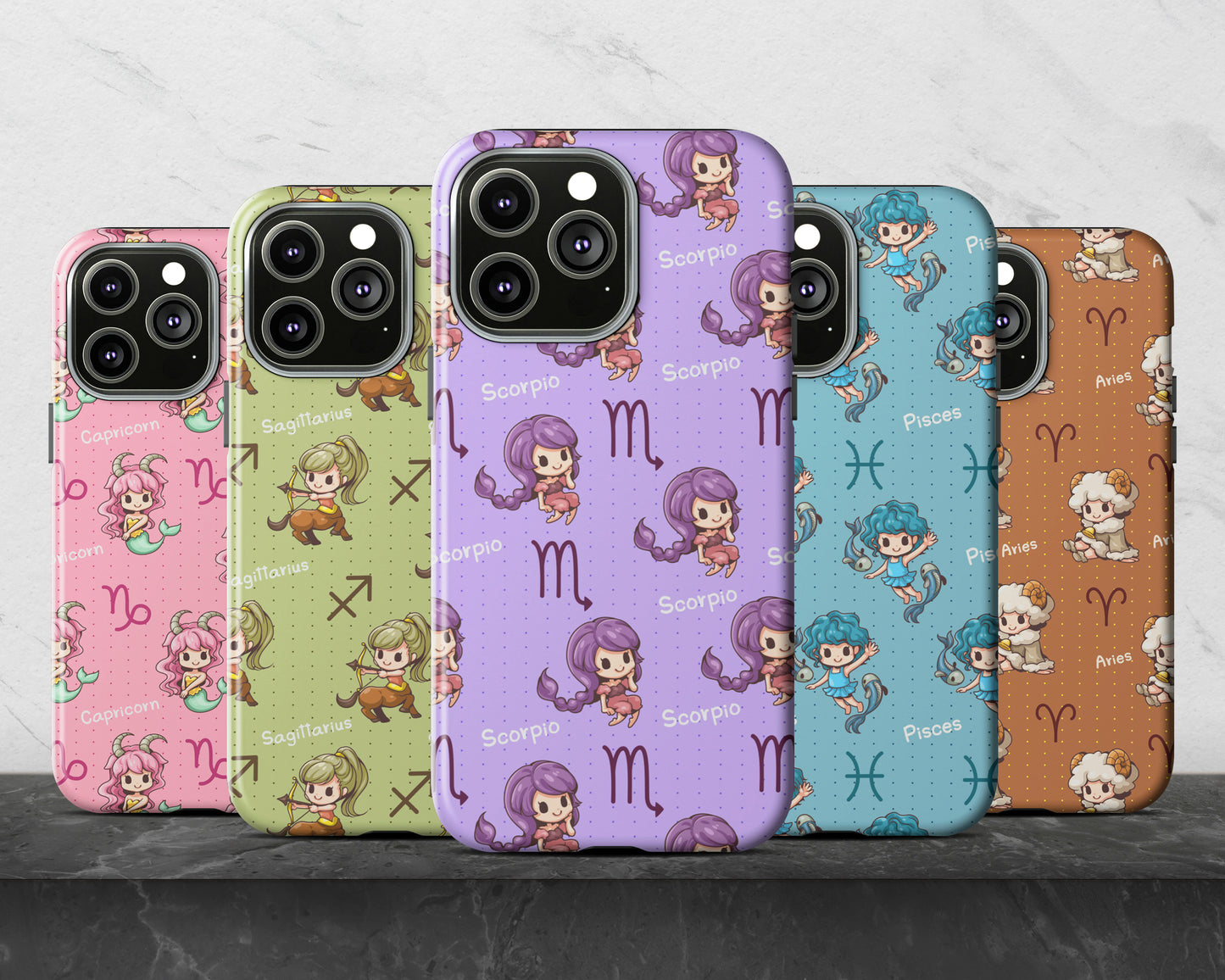 Aquarius Zodiac sign cute cartoon girl iPhone case