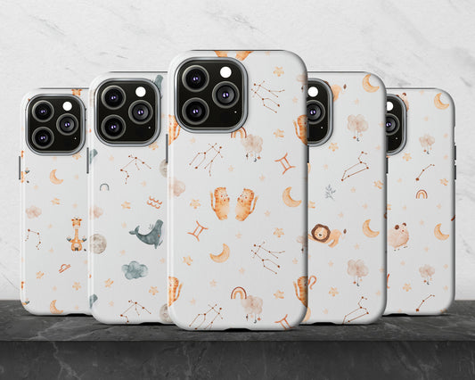 Zodiac sign watercolor baby patterns iPhone case