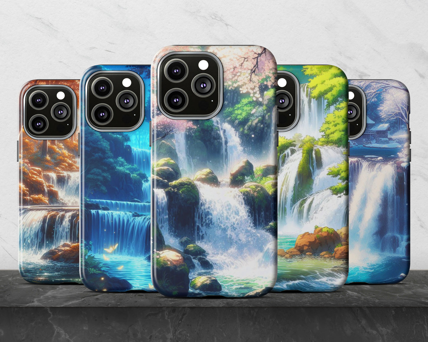 Waterfalls in anime style iPhone case