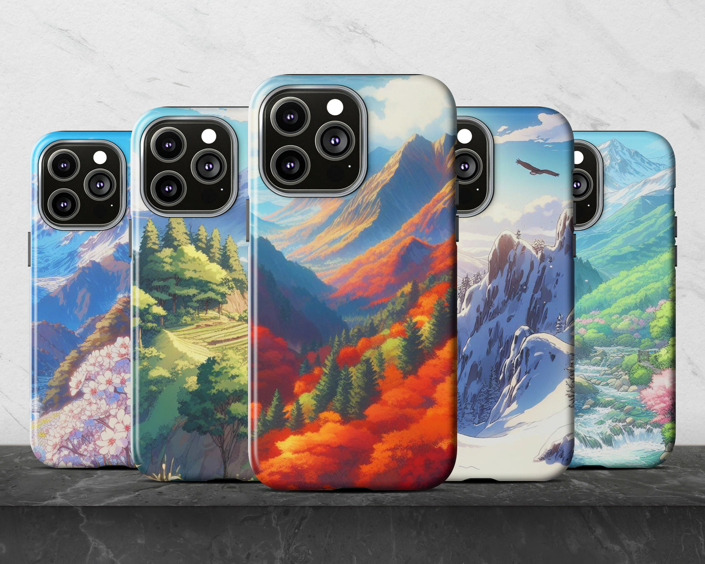 Mountains in anime style iPhone case