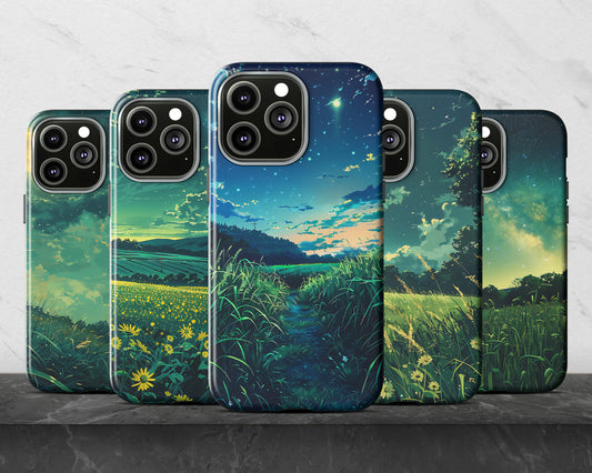 Night fields in anime style iPhone case