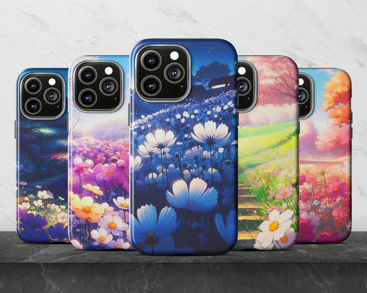 Flower fields in anime style iPhone case