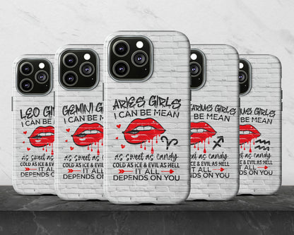 Cancer Zodiac sign Girls I can be mean black graffiti on white brick wall iPhone case