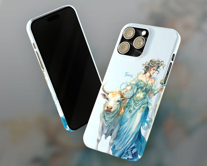 Taurus Zodiac sign watercolor Goddess iPhone case