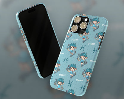 Pisces Zodiac sign cute cartoon girl iPhone case