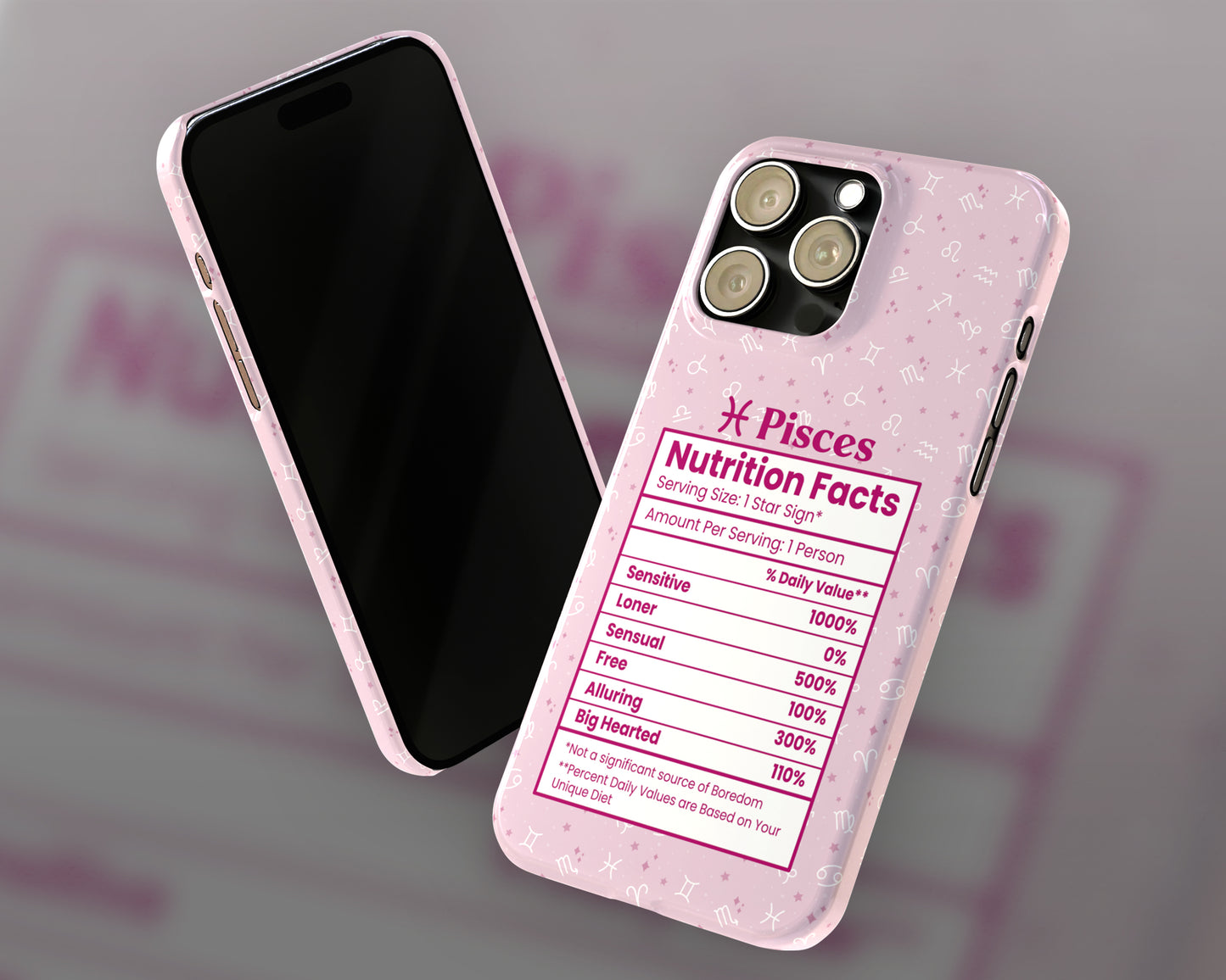 Pisces Zodiac sign nutrition facts label iPhone case