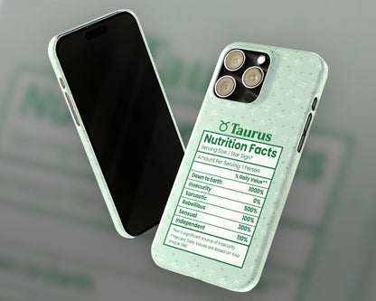 Taurus Zodiac sign nutrition facts label iPhone case