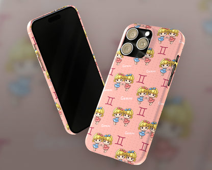 Gemini Zodiac sign cute cartoon girl iPhone case