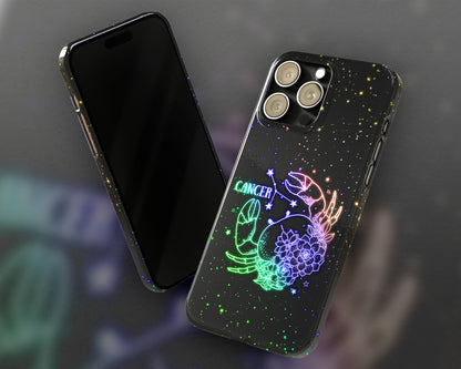 Cancer Zodiac sign glowing starry sky iPhone case
