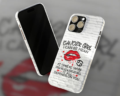 Cancer Zodiac sign Girls I can be mean black graffiti on white brick wall iPhone case