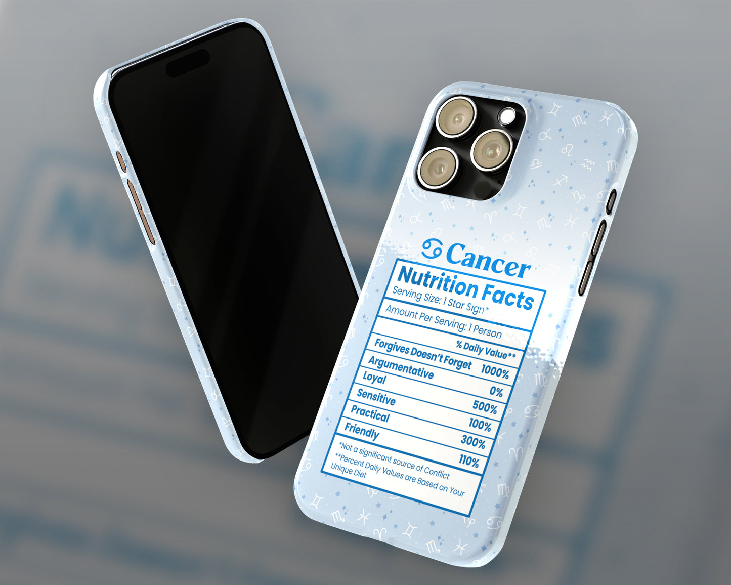 Cancer Zodiac sign nutrition facts label iPhone case