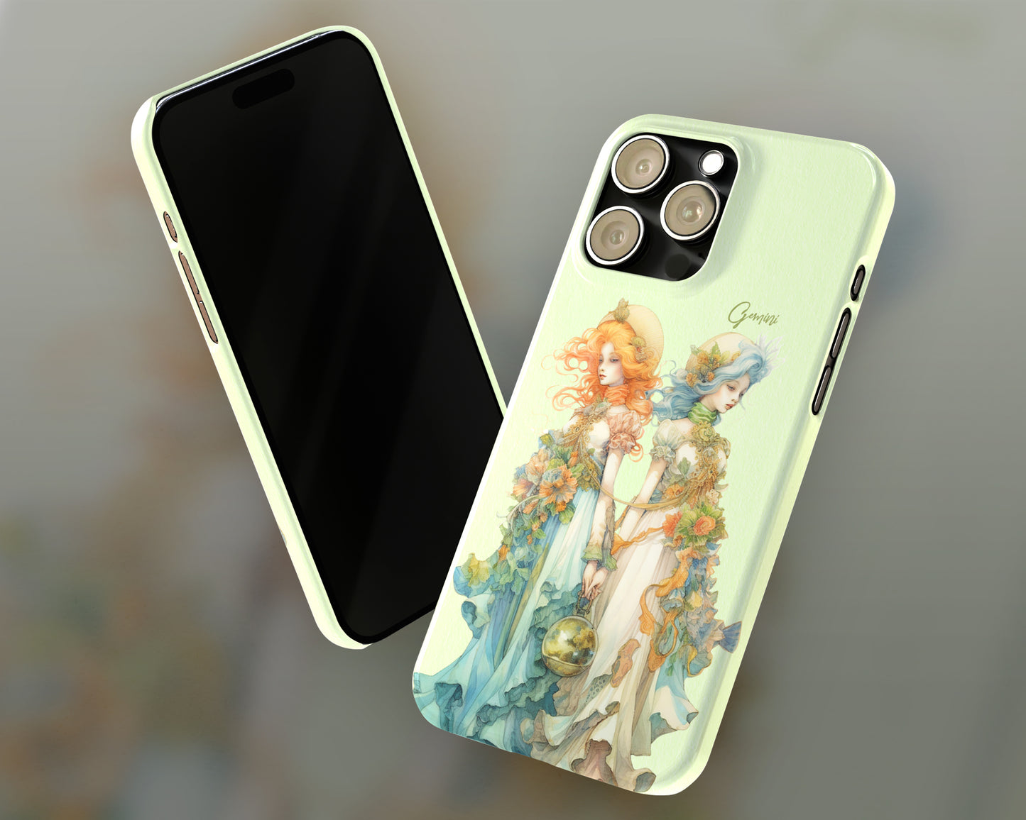 Gemini Zodiac sign watercolor Goddess iPhone case