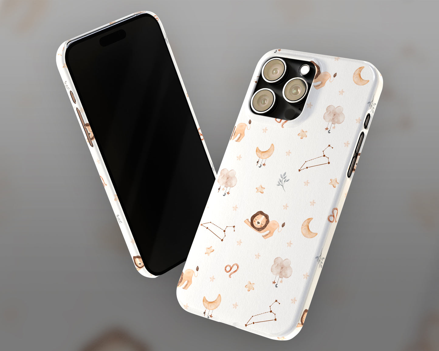 Leo Zodiac sign watercolor baby pattern iPhone case