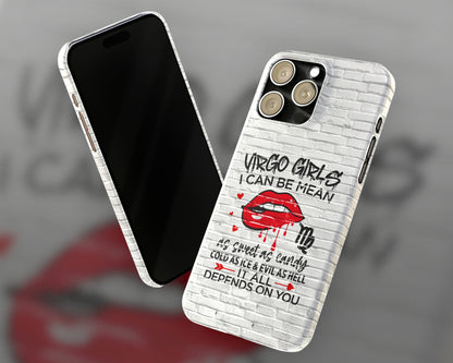 Virgo Zodiac sign Girls I can be mean black graffiti on white brick wall iPhone case