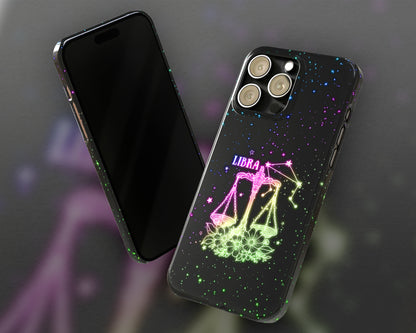 Libra Zodiac sign glowing starry sky iPhone case