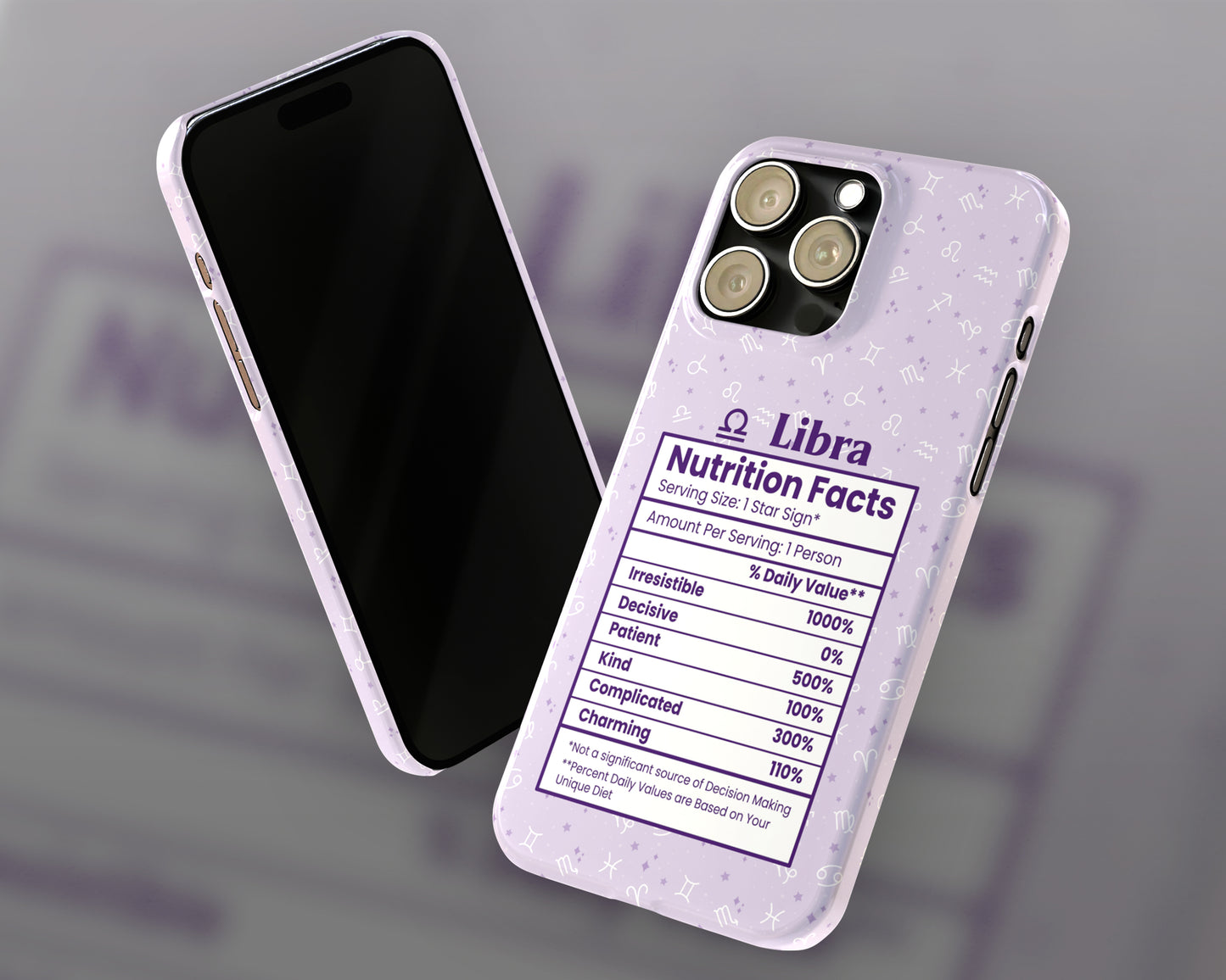 Libra Zodiac sign nutrition facts label iPhone case